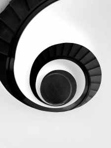 Image of a black swirling staircase