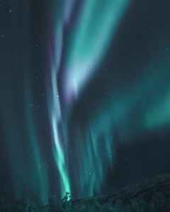 Northern lights with blue and green hues