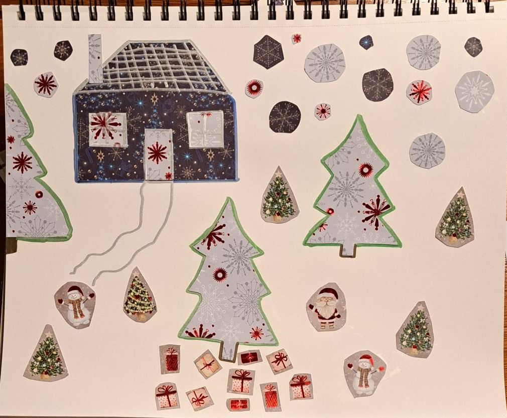 A Christmas collage with fun Christmas papers