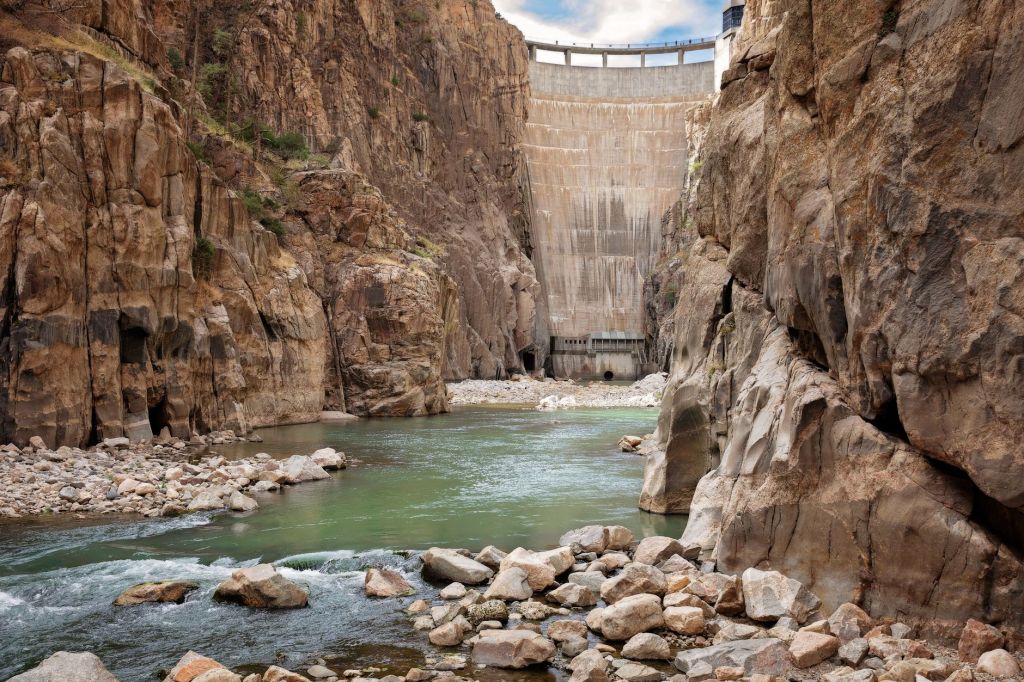 A dam holding back lots of water